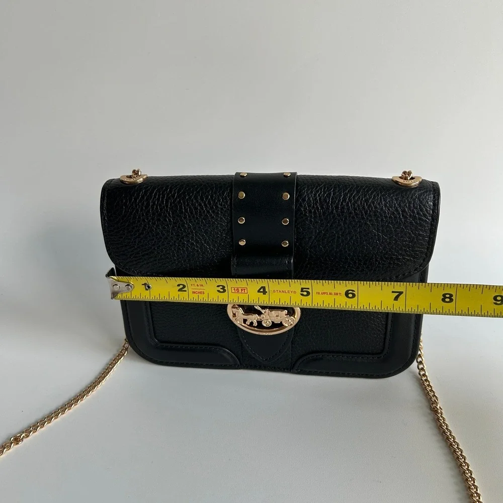 Coach Georgie Crossbody With Rivets Black Pebble Leather Bag 6925